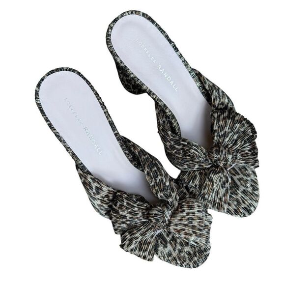 Loeffler Randall Animal Print Penny Pleated Bow Heeled Mule Sandal Size 10.5 - Picture 3 of 8